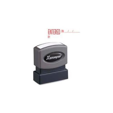 Shachihata Xstamper Pre-Inked Message Stamp, ENTERED, 1-5/8" x 1/2", Red 1822